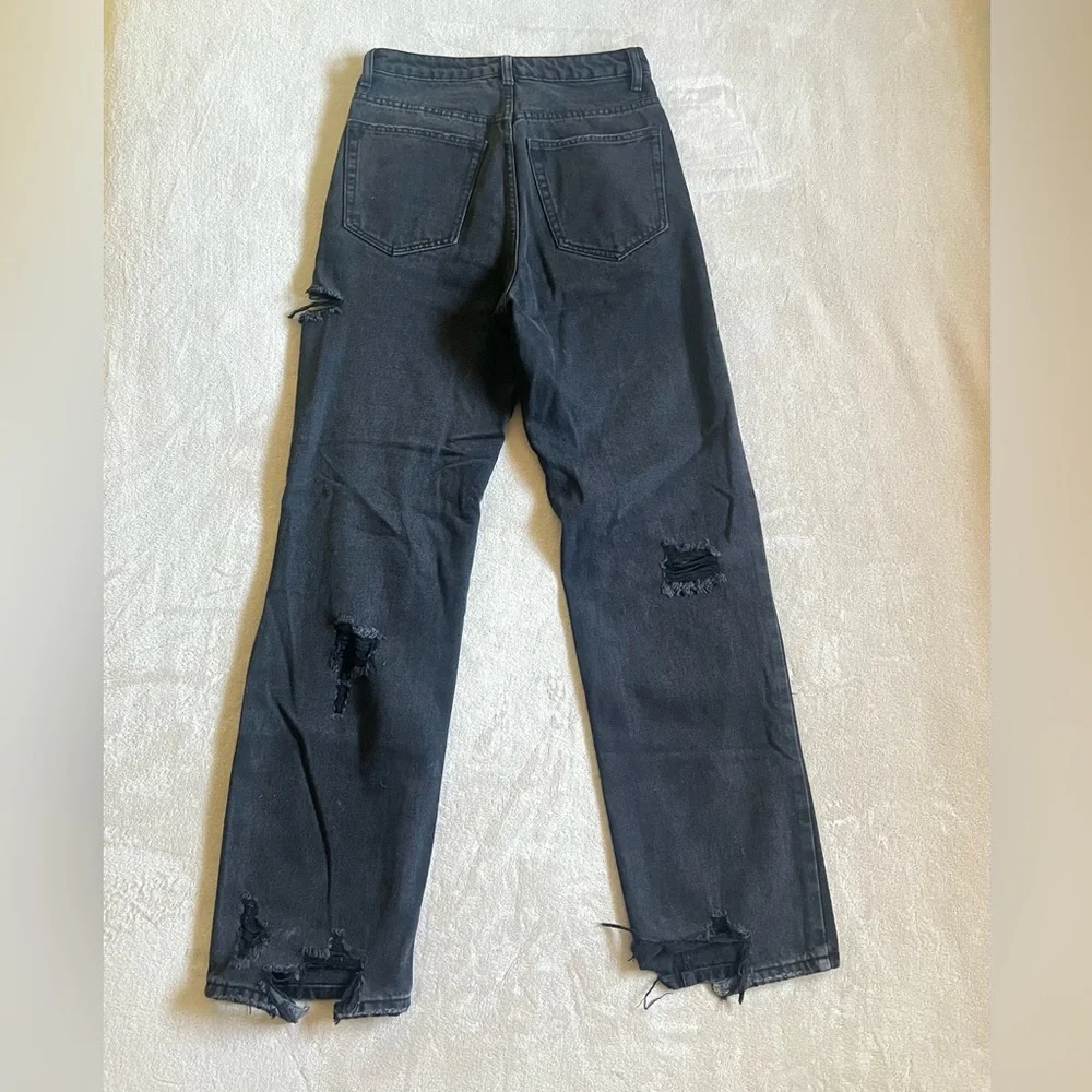 Black ripped wide leg jeans - Picture 4 of 6